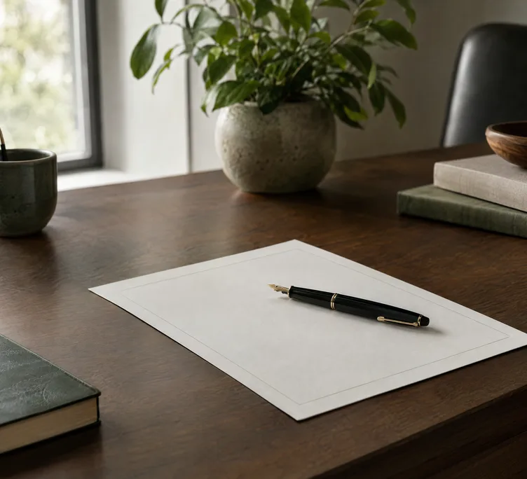 A will document with a fountain pen on a desk