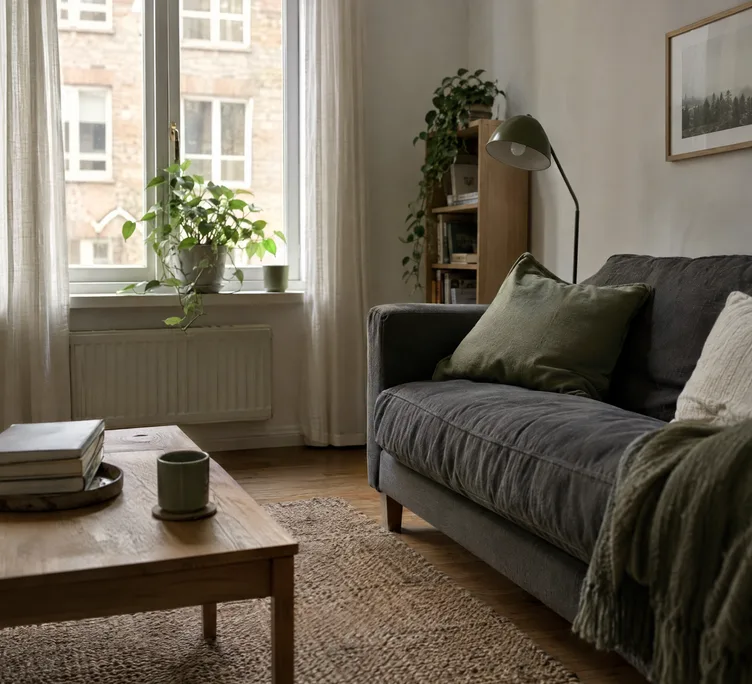 A rented flat interior with a window and a plant